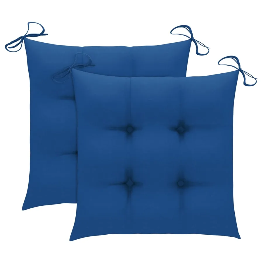 Chaises de jardin lot de 2 et coussins bleu Bois de teck massif - 7