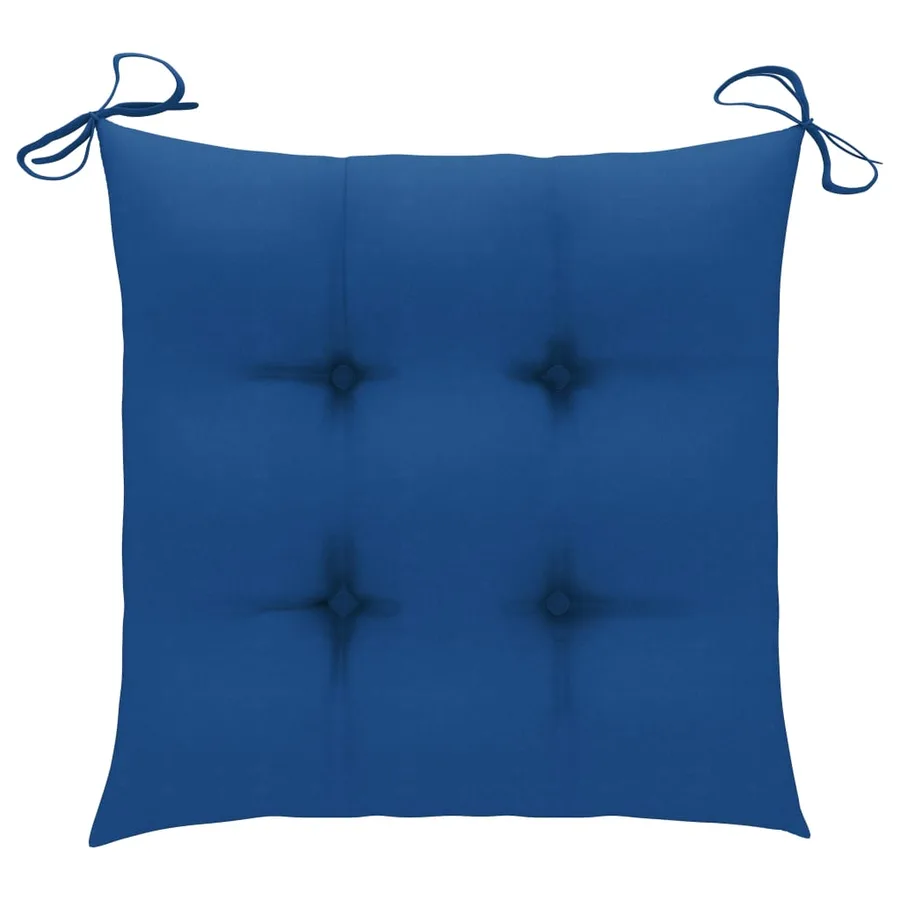 Chaises de jardin lot de 2 et coussins bleu Bois de teck massif - 8