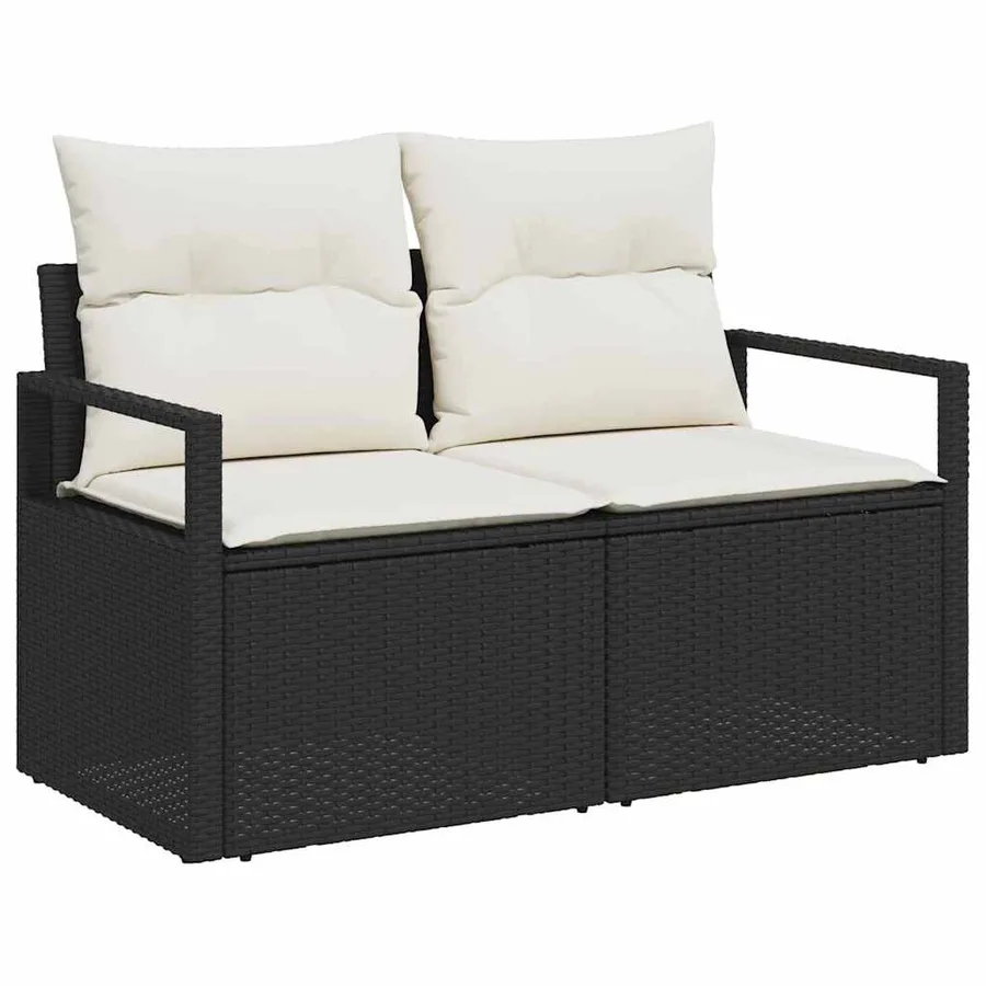Ensemble de Canapés avec coussin 9 pcs Noir et Crème polyrotin - 4
