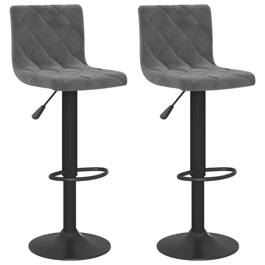 Tabourets de bar lot de 2 gris foncé velours - 2