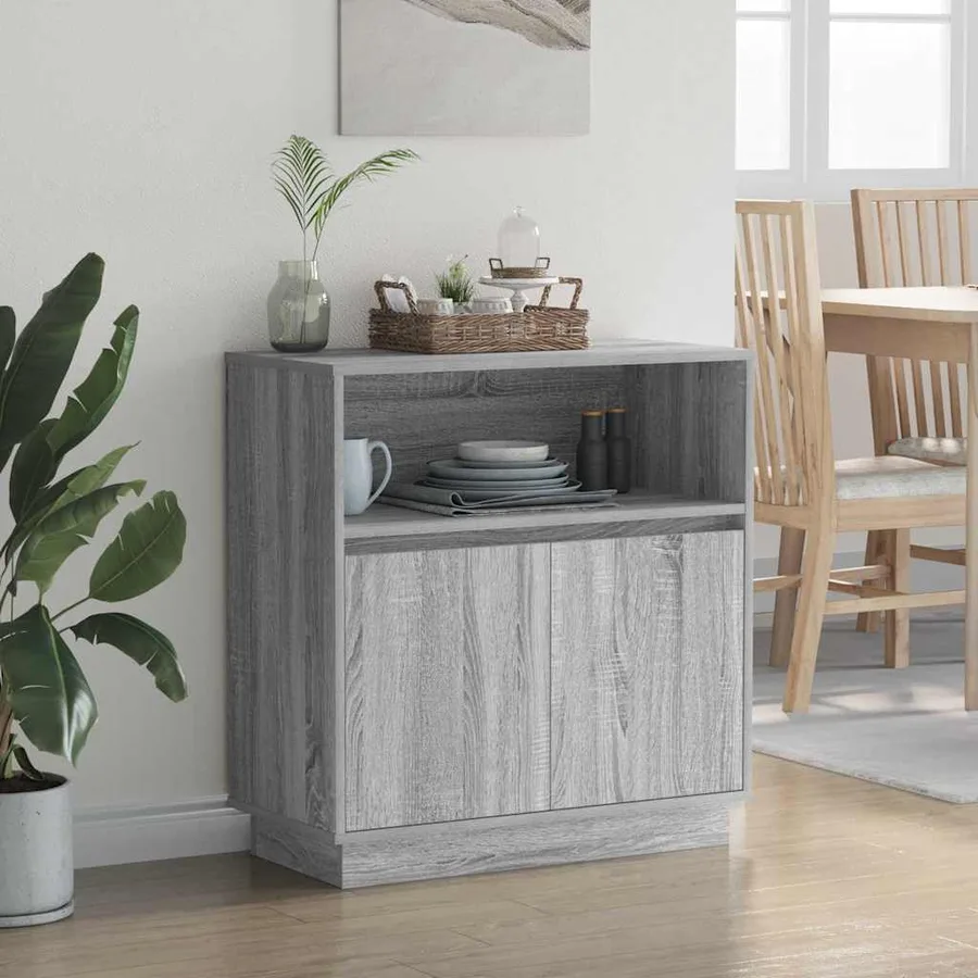 Buffet LED Gris Sonoma 71 x 34,5 x 75 cm Bois d'ingénierie - 5