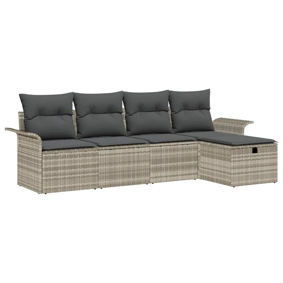 Ensemble de canapé de jardin 5 pcs Gris clair polyrotin - 2