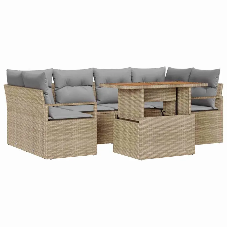 Ensemble de canapé de jardin 7 pcs beige et gris clair - 2