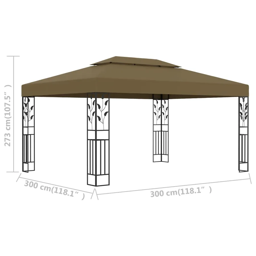 Tonnelle avec double toit 3x4 m Taupe 180 g/m² - 6