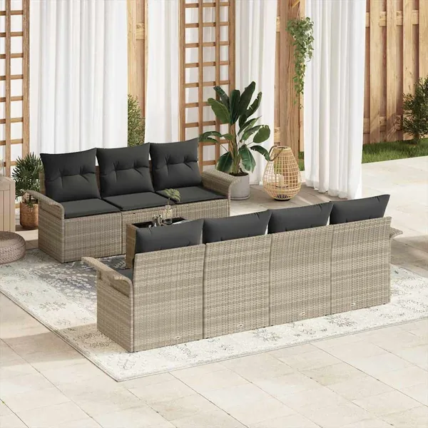 Ensemble de canapé de jardin 8 pcs Gris clair et gris foncé