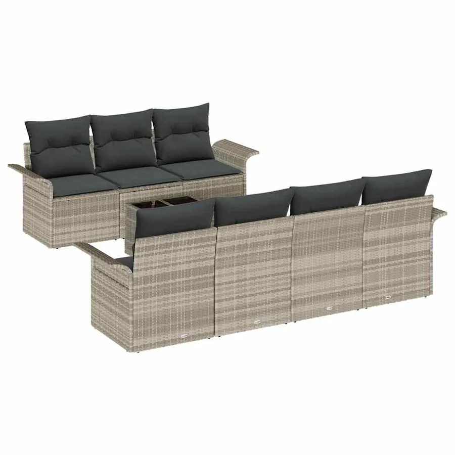Ensemble de canapé de jardin 8 pcs Gris clair et gris foncé - 2