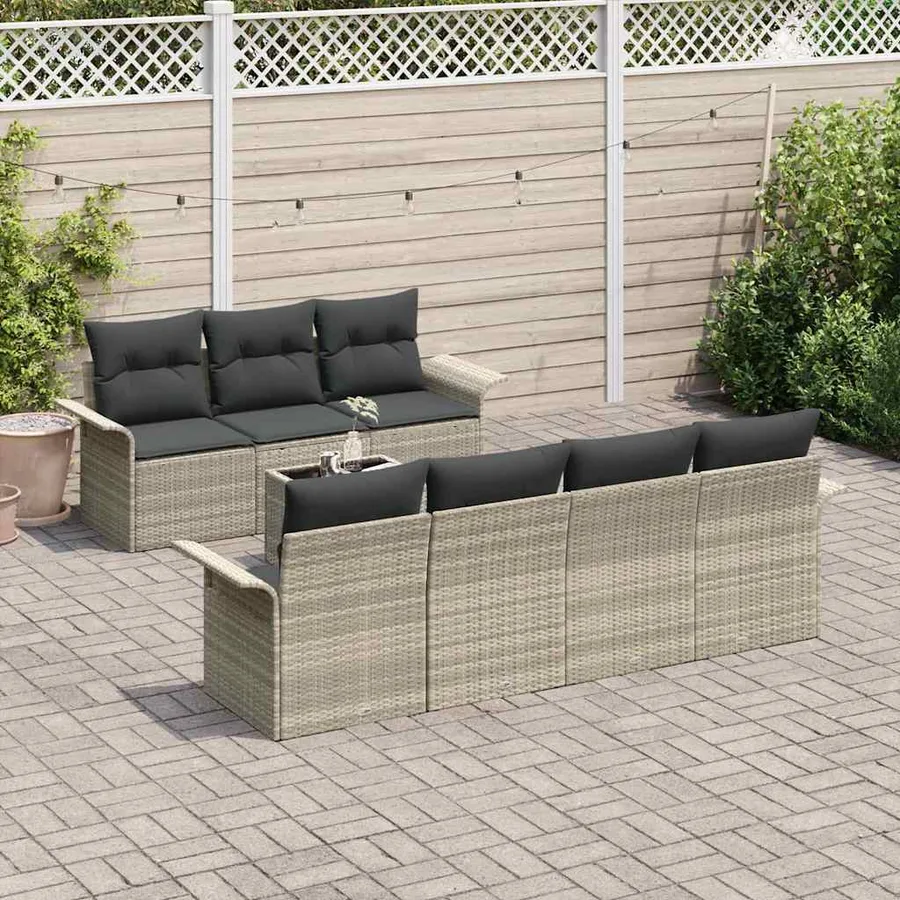 Ensemble de canapé de jardin 8 pcs Gris clair et gris foncé - 3