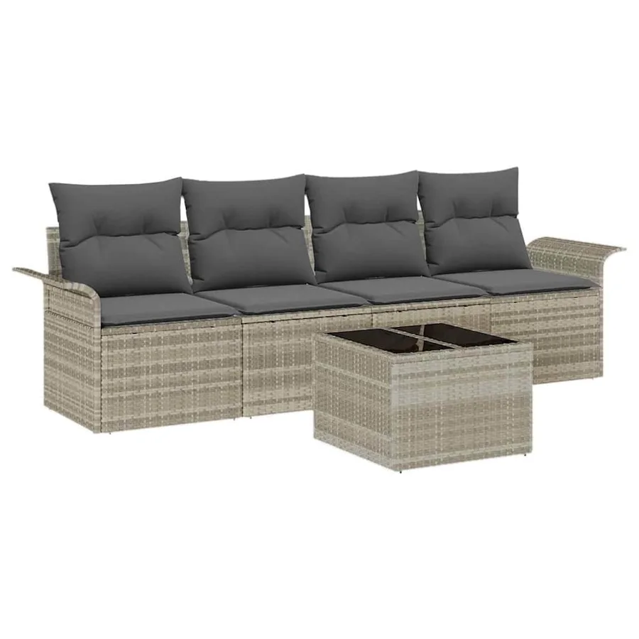 Ensemble de canapé de jardin 5 pcs Gris clair et gris foncé - 2