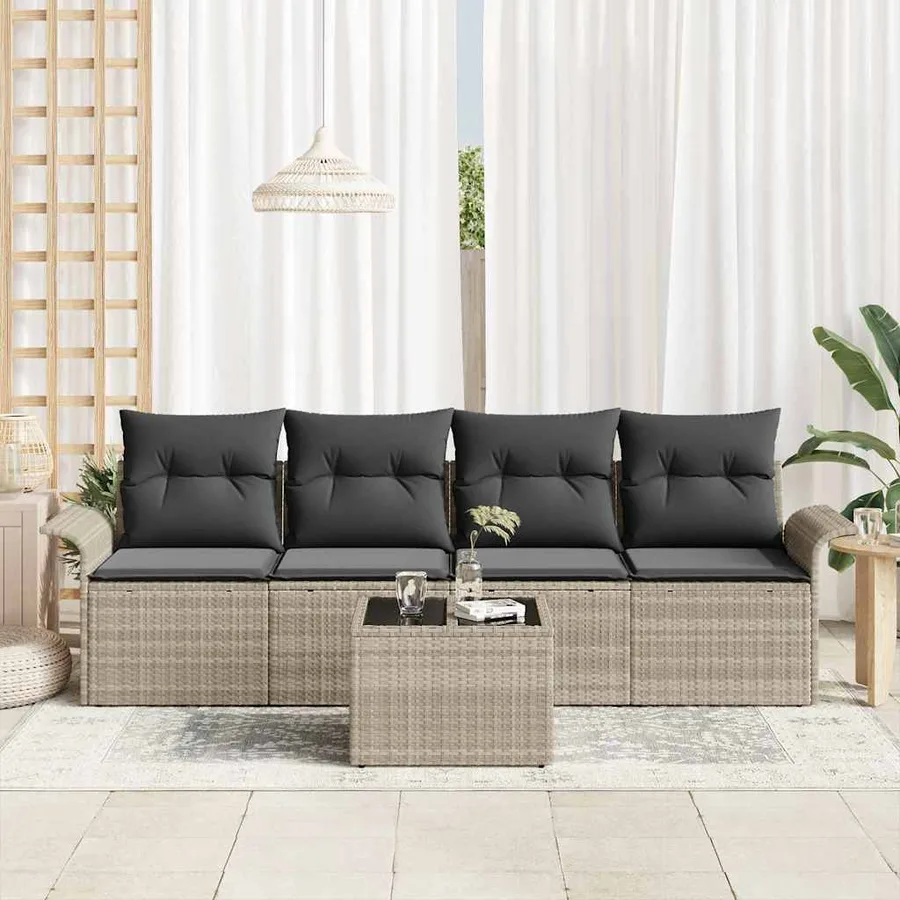 Ensemble de canapé de jardin 5 pcs Gris clair et gris foncé - 3