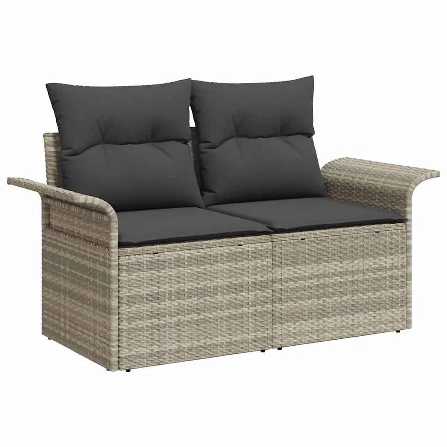 Ensemble de canapé de jardin 11 pcs Gris clair Poly Rattan - 2