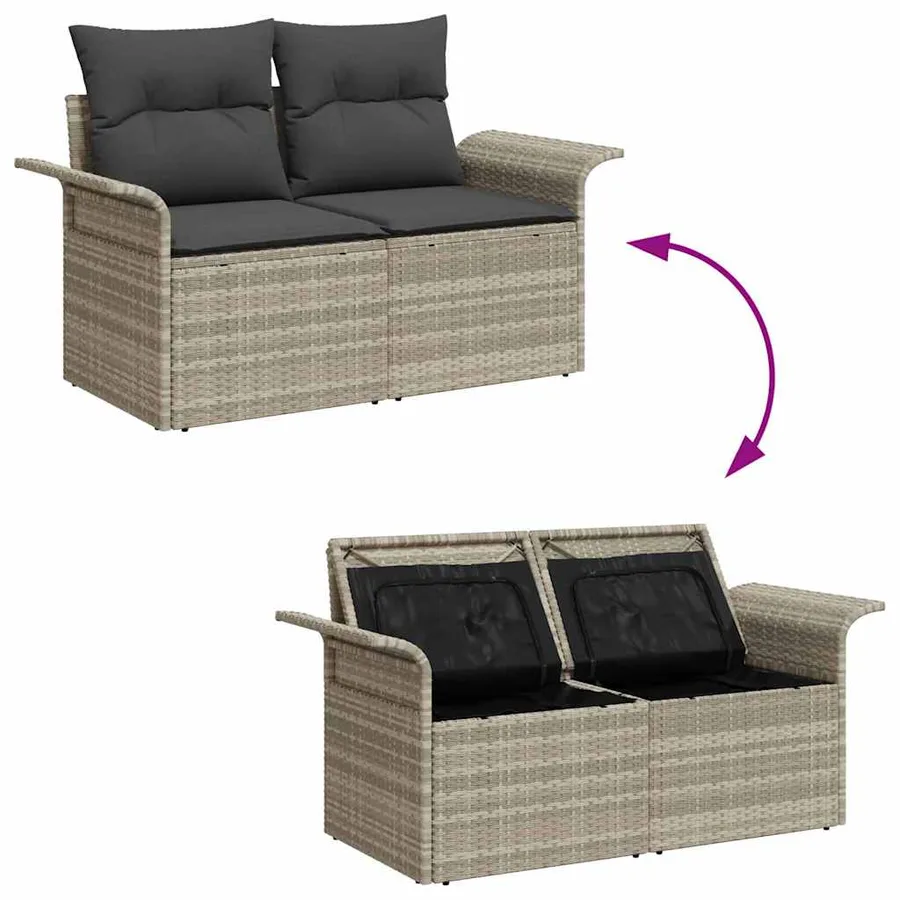 Ensemble de canapé de jardin 11 pcs Gris clair Poly Rattan - 4