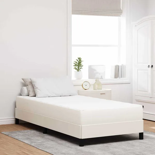 Matelas de Lit avec matelas Crème 90 x 190 cm tissu