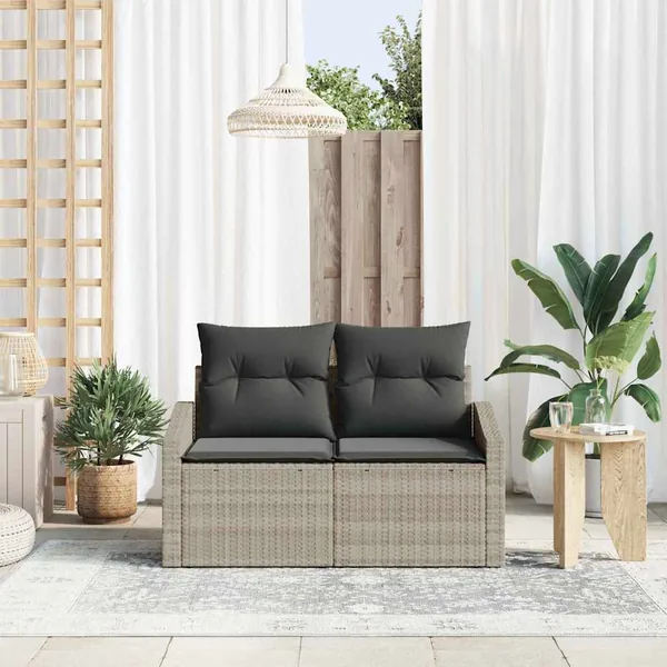 Canapé de jardin avec coussin 123 x 62 x 69 cm polyrotin