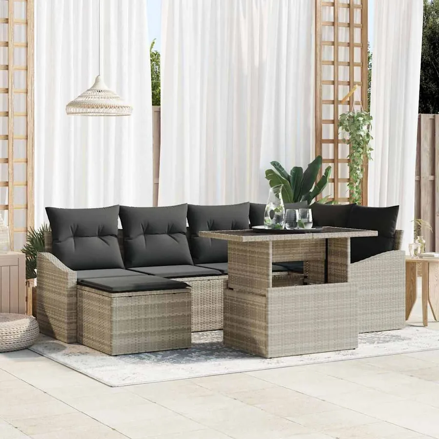 Ensemble de canapé de jardin avec coussin 7 pcs Gris clair