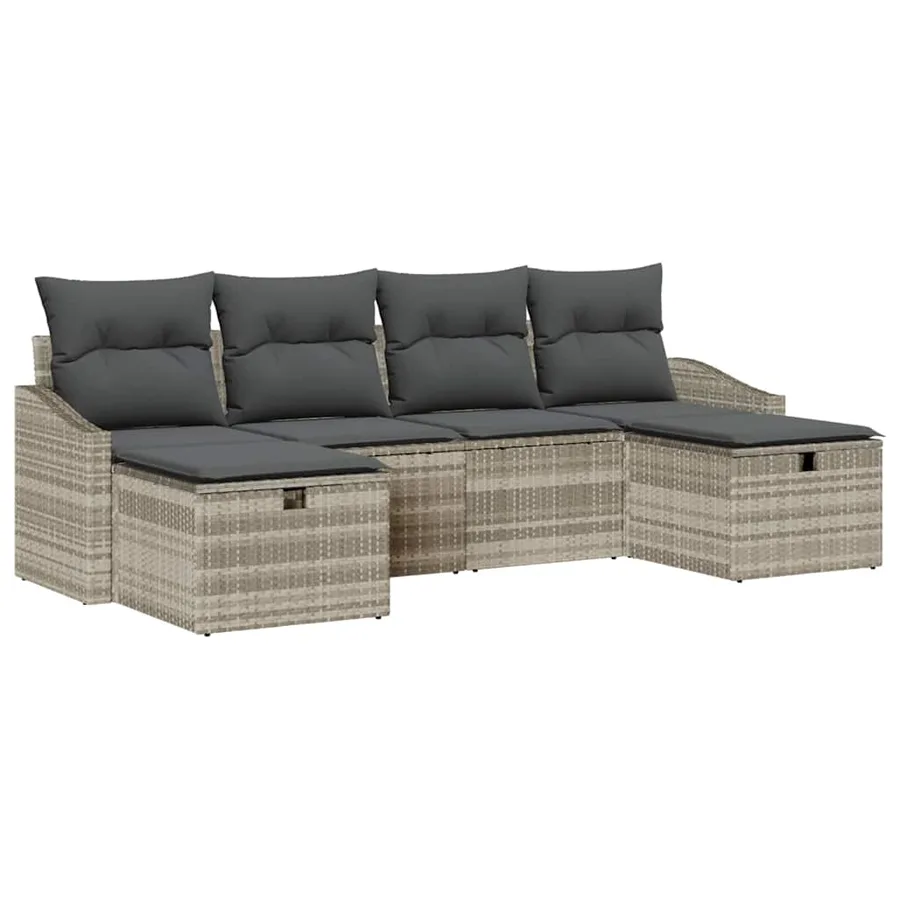 Ensemble de canapé de jardin avec coussin 6 pcs polyrotin - 2