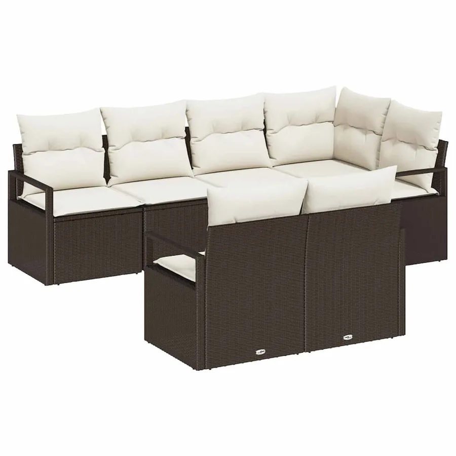 Ensemble de Canapés avec coussin 7 pcs Marron polyrotin - 2