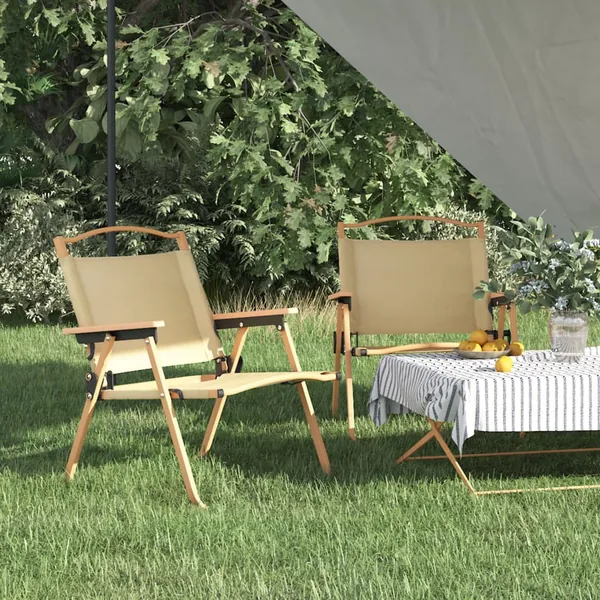 Chaises de camping lot de 2 Beige 54x43x59 cm Tissu Oxford