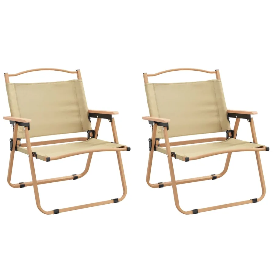 Chaises de camping lot de 2 Beige 54x43x59 cm Tissu Oxford - 2