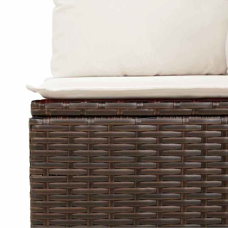 Ensemble de canapé de jardin avec coussin 7 pcs Marron et crème - 10