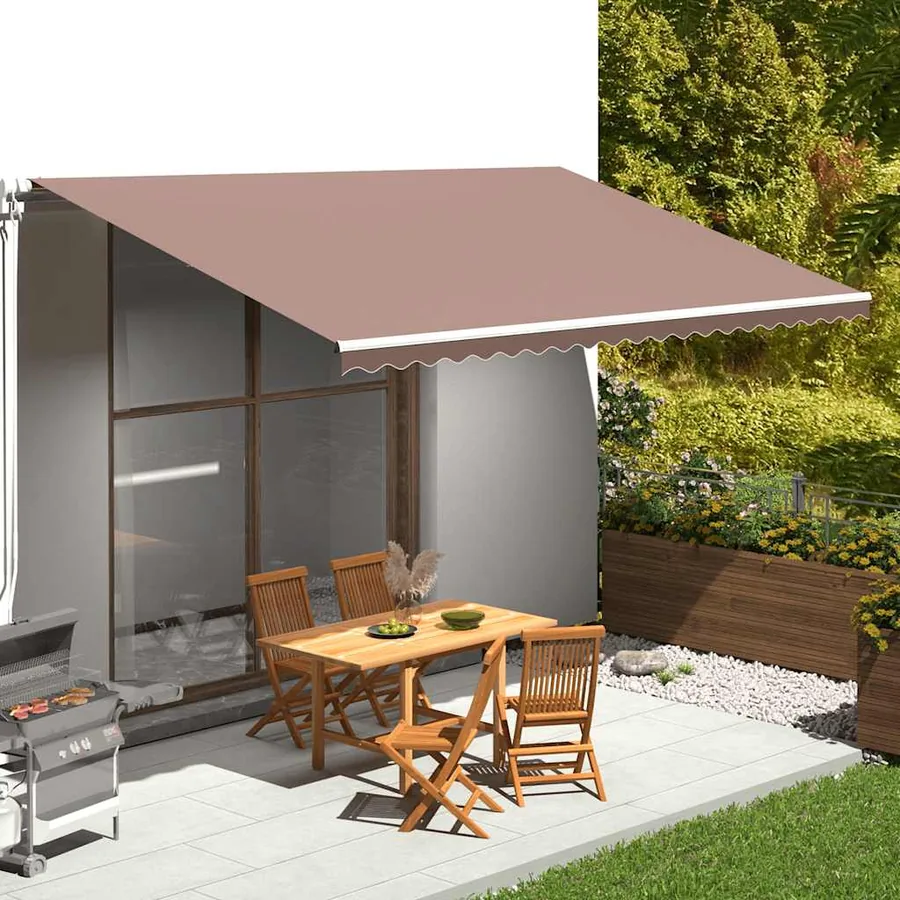 Tissu de remplacement pour auvent marron 5x3 m polyester