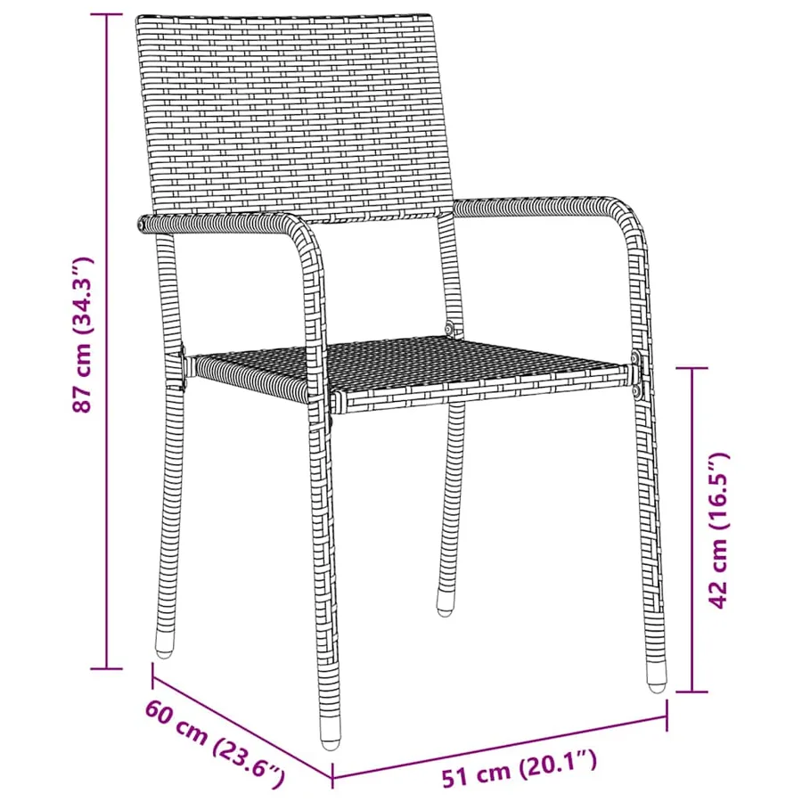 Ensemble de salle à manger pour jardin 7 pcs Gris polyrotin - 10