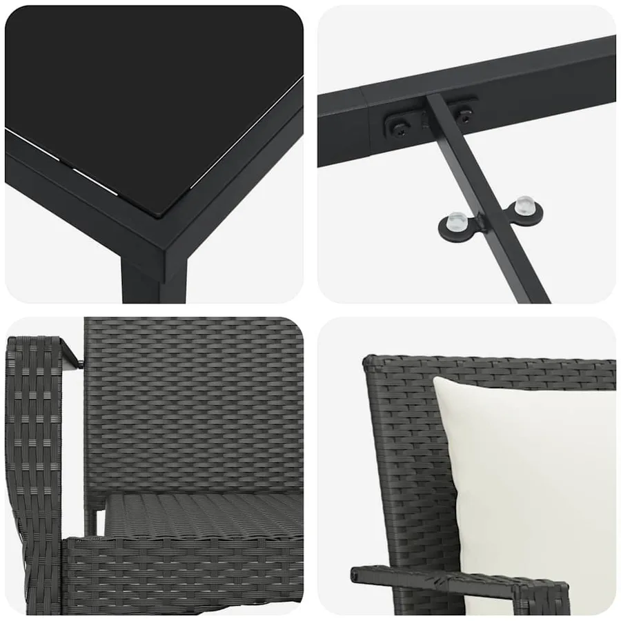 Ensemble de salle à manger pour jardin 7 pcs Noir polyrotin - 9