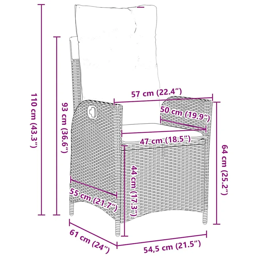 Ensemble de salle à manger pour jardin 7 pcs Beige polyrotin - 8
