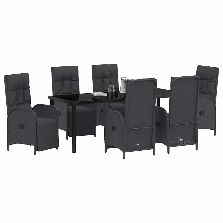 Ensemble de salle à manger pour jardin 7 pcs Noir polyrotin - 3