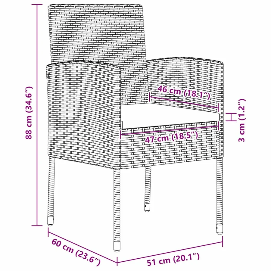 Ensemble de salle à manger pour jardin 7 pcs Noir polyrotin - 10