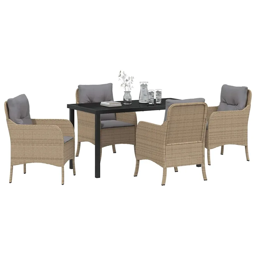 Ensemble de salle à manger pour jardin 5 pcs Beige polyrotin - 3