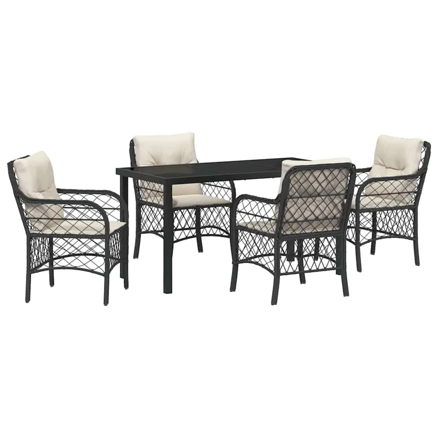 Ensemble de salle à manger pour jardin 5 pcs Noir polyrotin - 2