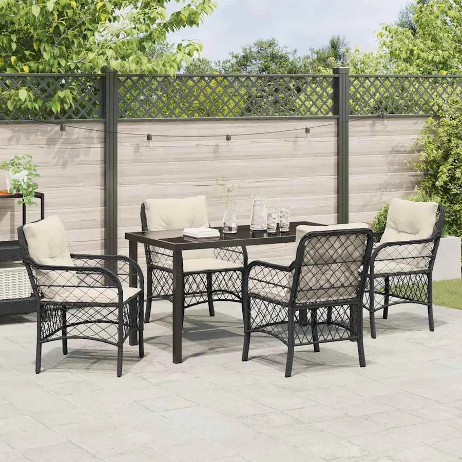 Ensemble de salle à manger pour jardin 5 pcs Noir polyrotin - 4