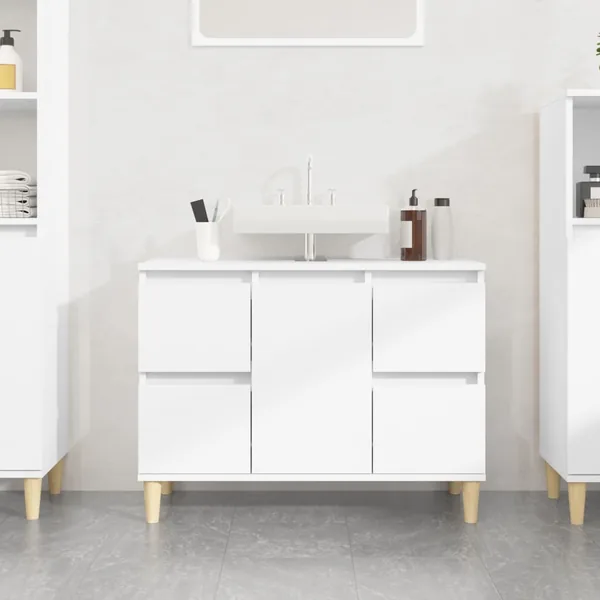 Meuble d'évier blanc 80x33x60 cm bois d'ingénierie