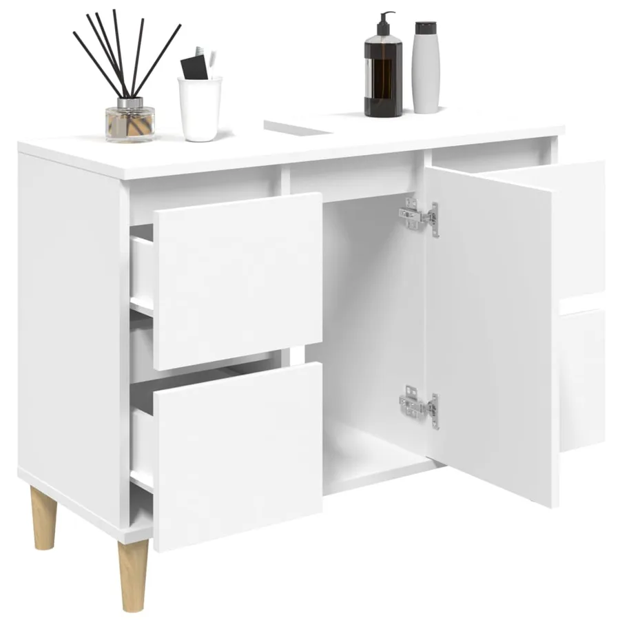 Meuble d'évier blanc 80x33x60 cm bois d'ingénierie - 4