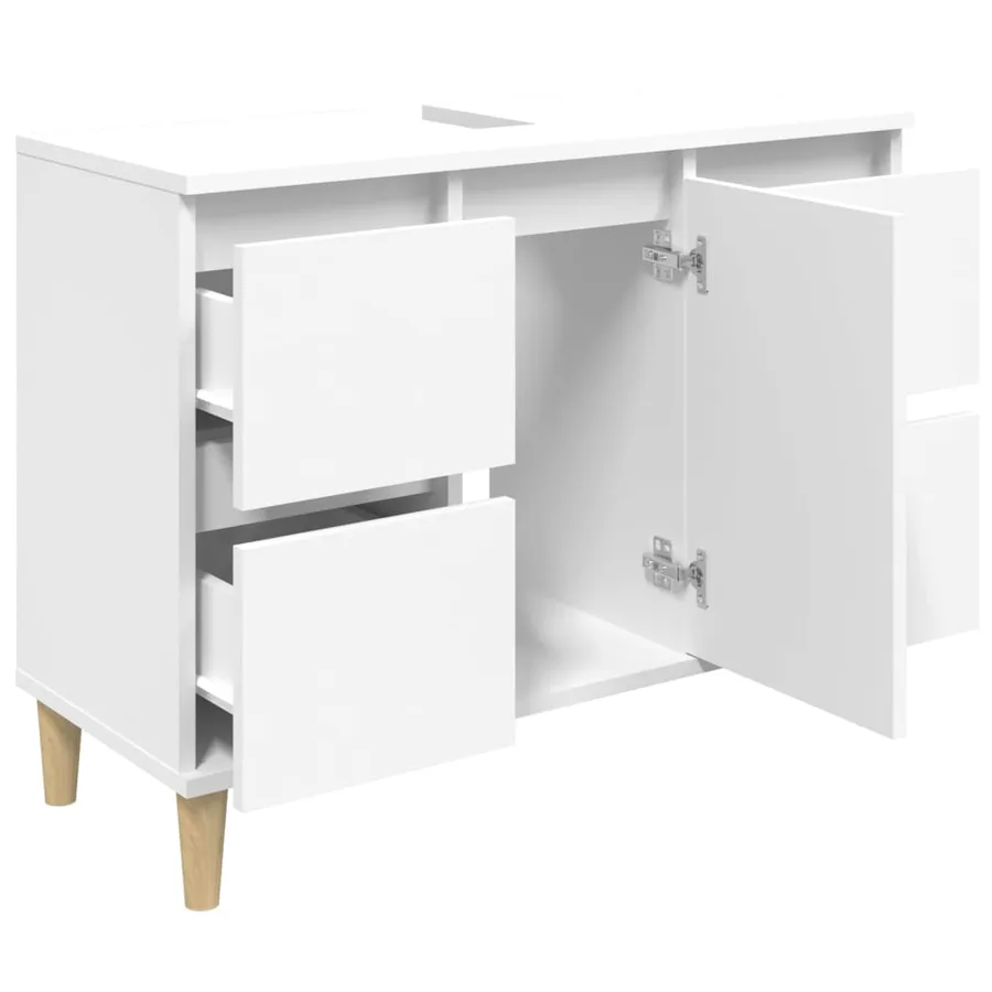 Meuble d'évier blanc 80x33x60 cm bois d'ingénierie - 6