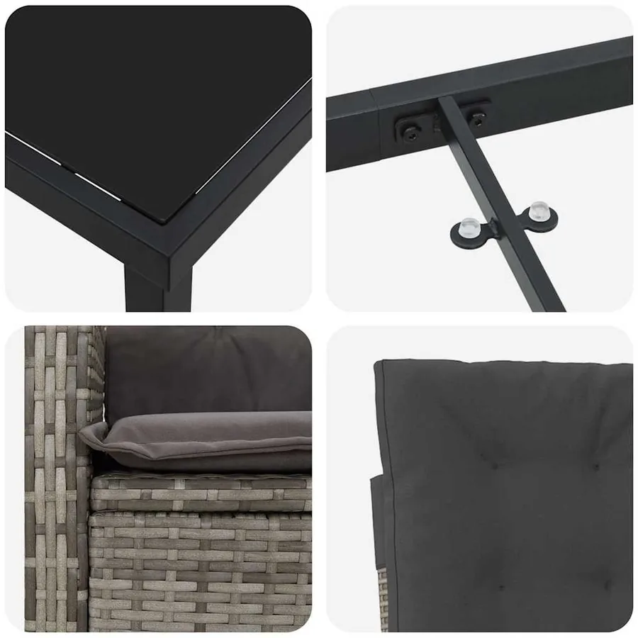 Ensemble de salle à manger pour jardin 9 pcs Gris polyrotin - 9