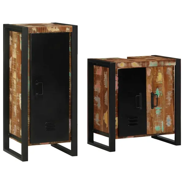 Ensemble de mobilier de salle de bain 2 pcs Bois Recyclé Solide