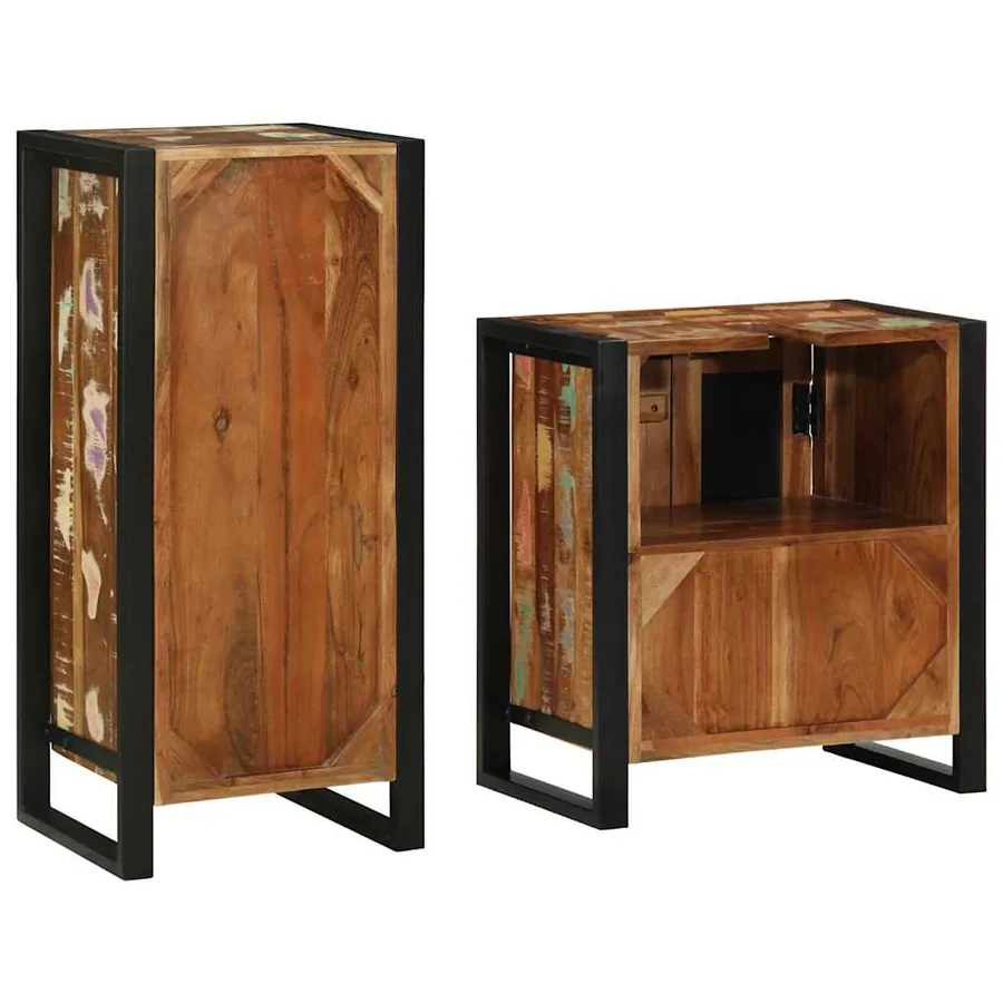 Ensemble de mobilier de salle de bain 2 pcs Bois Recyclé Solide - 8