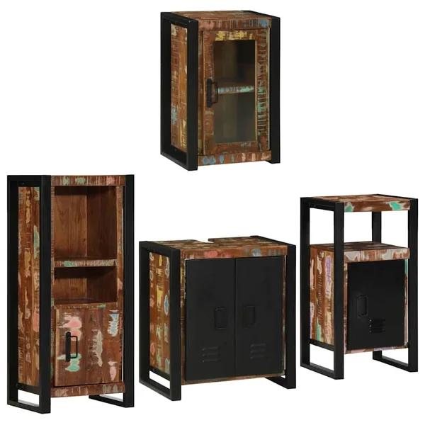 Ensemble de mobilier de salle de bain 4 pcs Bois massif recyclé