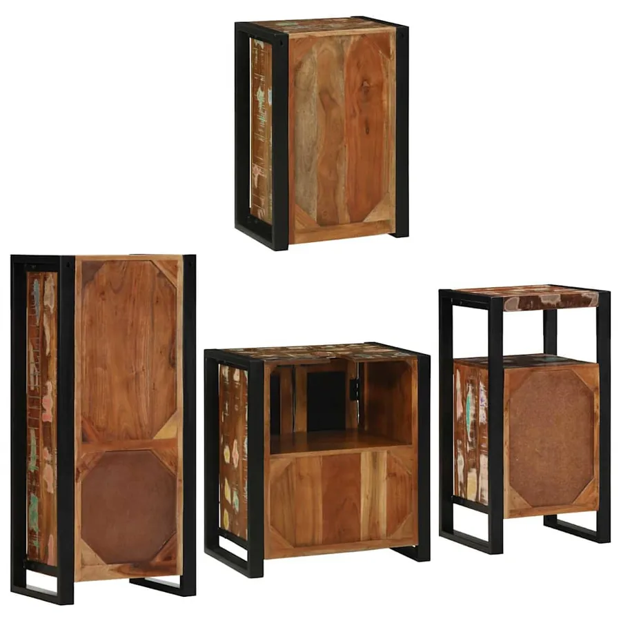 Ensemble de mobilier de salle de bain 4 pcs Bois massif recyclé - 10