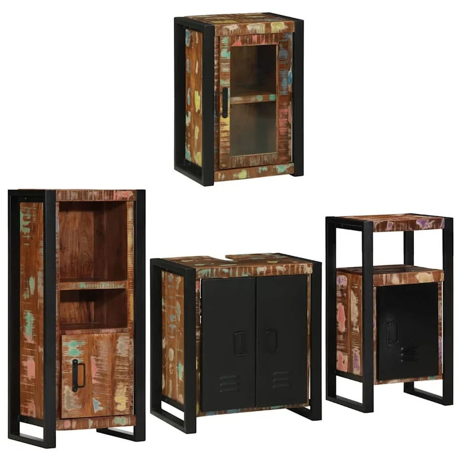 Ensemble de mobilier de salle de bain 4 pcs Bois massif recyclé - 2