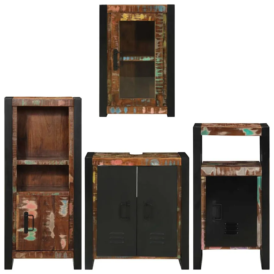 Ensemble de mobilier de salle de bain 4 pcs Bois massif recyclé - 9