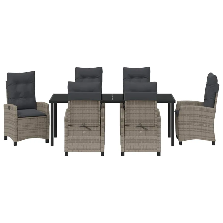 Ensemble de salle à manger pour jardin 7 pcs Gris polyrotin - 7