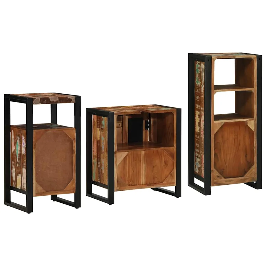 Ensemble de mobilier de salle de bain 3 pcs Bois Recyclé Solide - 7