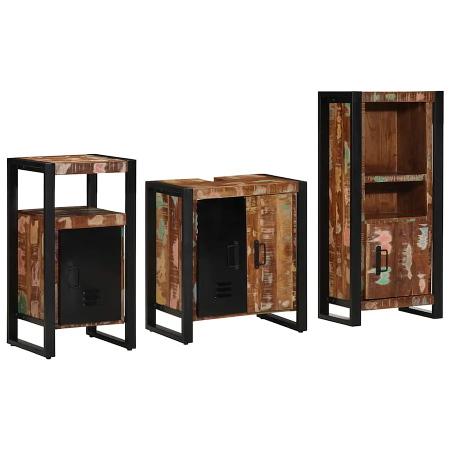 Ensemble de mobilier de salle de bain 3 pcs Bois Recyclé Solide - 8