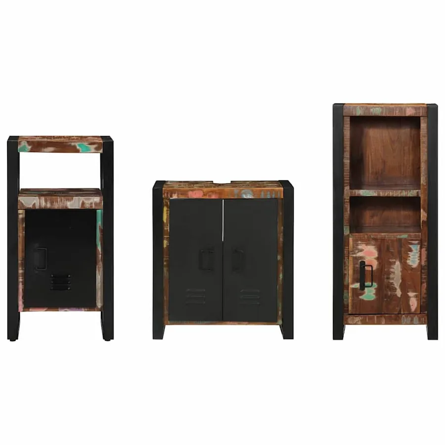 Ensemble de mobilier de salle de bain 3 pcs Bois Recyclé Solide - 7