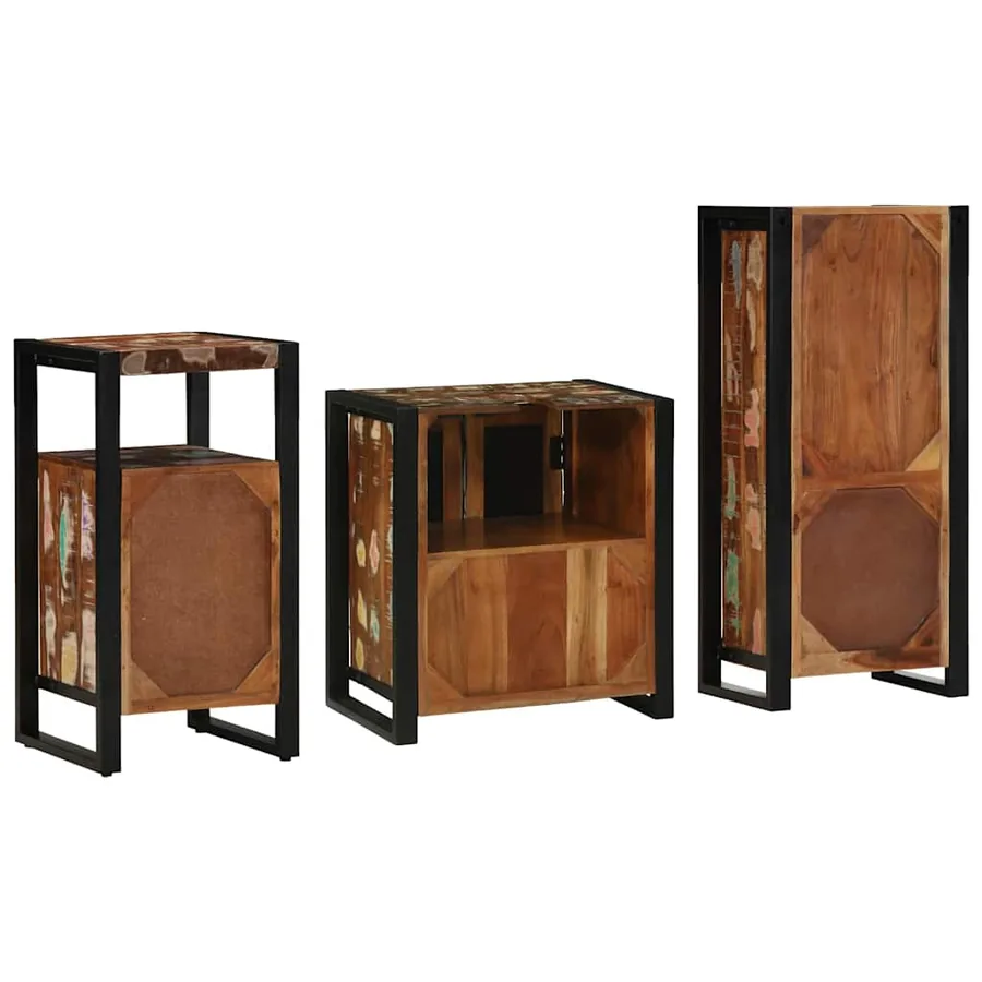 Ensemble de mobilier de salle de bain 3 pcs Bois Recyclé Solide - 8