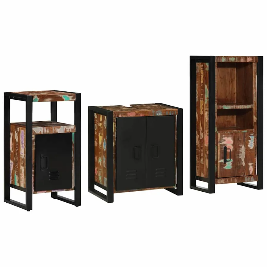 Ensemble de mobilier de salle de bain 3 pcs Bois Recyclé Solide - 9