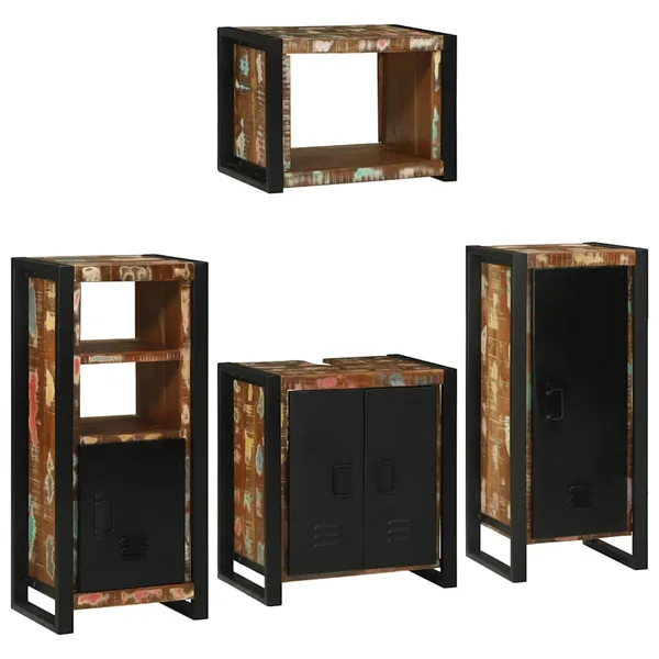 Ensemble de mobilier de salle de bain 4 pcs Bois massif recyclé