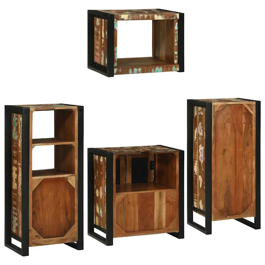 Ensemble de mobilier de salle de bain 4 pcs Bois massif recyclé - 10